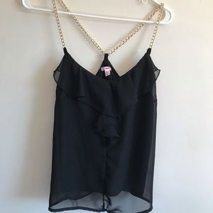 Bingo Sheer  tank with Gold Chain Fancy Tank Top.
